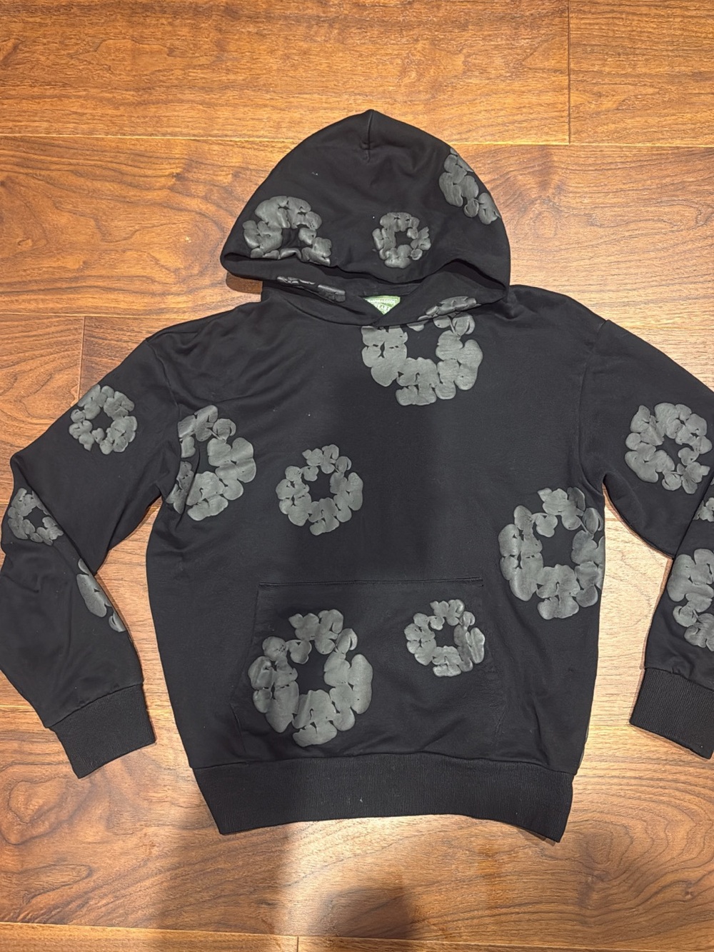 Black on grey men’s denim tears hoodie